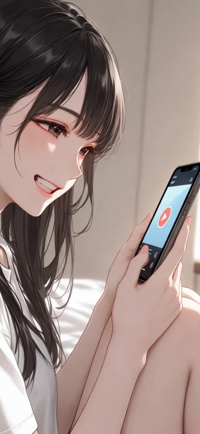 スマホがサクサク動いて、快適に動画を見ている絵